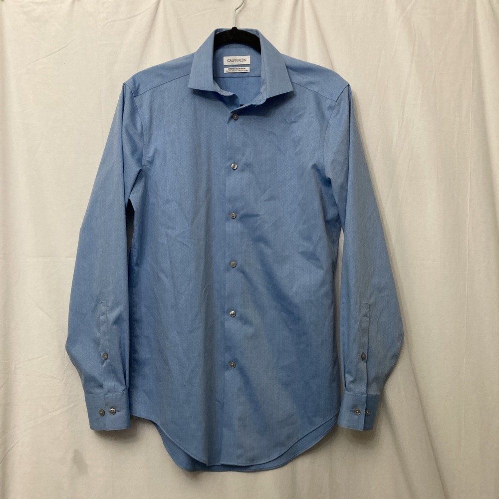 Calvin Klein Blue Infinite Non-Iron Slim Fit Stretch Button-Up - SZ M (15 32/33)